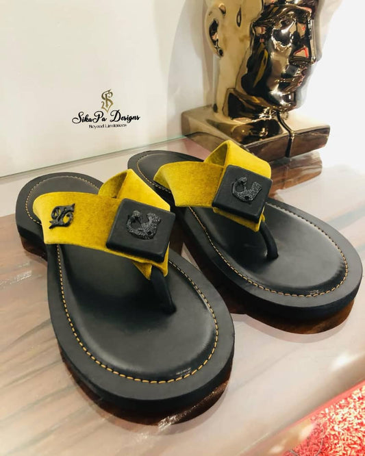 African Ahenema Leather Slippers – Men’s Cultural Wear