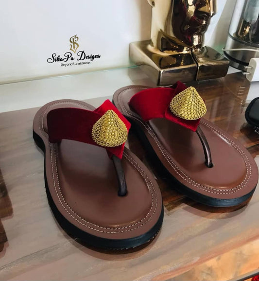 Traditional Ahenema Leather Slippers – African Men’s Footwear