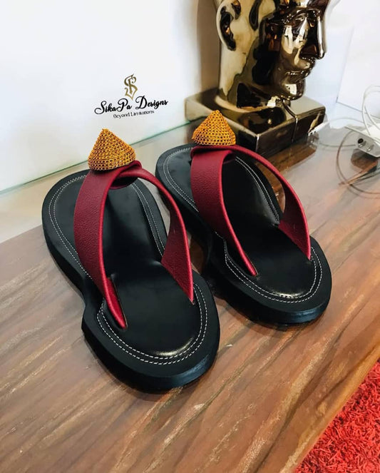 Men’s Ahenema Dress Slippers – Authentic African Leather Sandals
