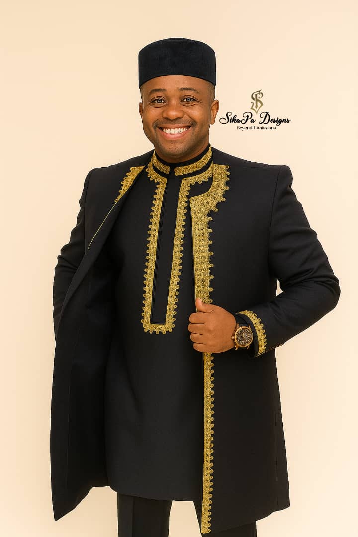 Luxury African Kaftan for Men – Tailored Wedding Outfit