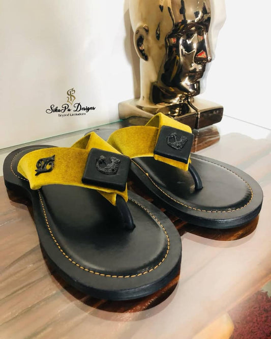 African Ahenema Leather Slippers – Men’s Cultural Wear