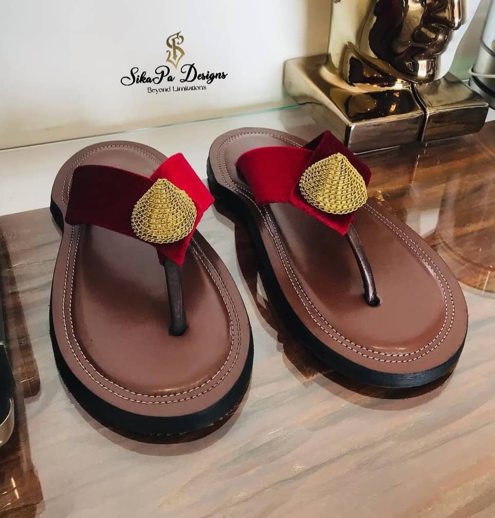 Traditional Ahenema Leather Slippers – African Men’s Footwear