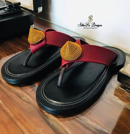 Men’s Ahenema Dress Slippers – Authentic African Leather Sandals