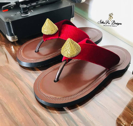 Traditional Ahenema Leather Slippers – African Men’s Footwear