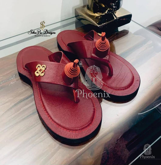 Traditional Ahenema Slippers – Unisex Handmade Leather Sandals